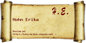 Hohn Erika névjegykártya
